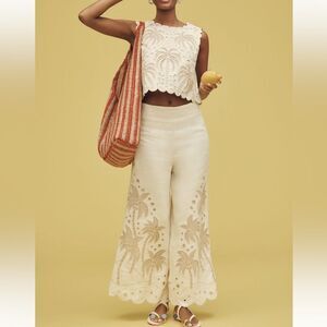 FARM Rio X Anthropologie Eyelet  Open-Back Crop Tank